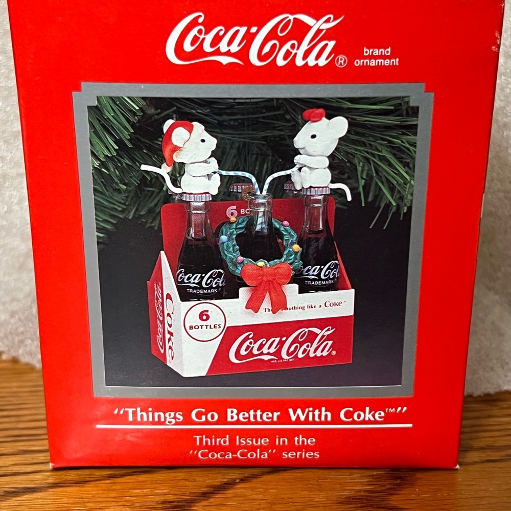 Enesco Coca-Cola Series Ornaments 1991 3rd Issue “Things Go Better With Coke”